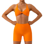 Baller Babe criss cross bra and shorts set Orange