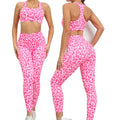 Animal Print High Waist Leggings with Sports Bra Set Pink