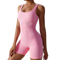 Ribbed Seamless Bodysuit Shorts Pink