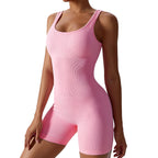 Ribbed Seamless Bodysuit Shorts Pink