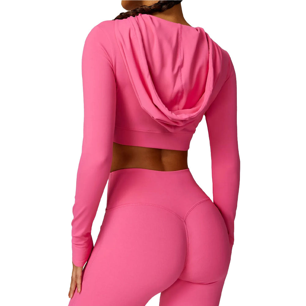 PINK WOMENS LONG SLEEVE JUMPER WITH NO SCRUNCH GYM PANT LEGGINGS