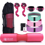 Complete Booty Band Barbell Pad Set and Accessories (9 PCS) - Pink