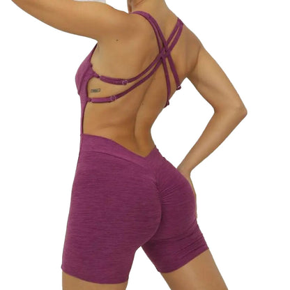 Baller Babe One Piece Bodysuit Shorts with adjustable straps - Purple