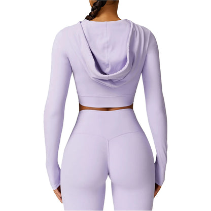 PURPLE WOMENS LONG SLEEVE JUMPER WITH NO SCRUNCH GYM PANT LEGGINGS