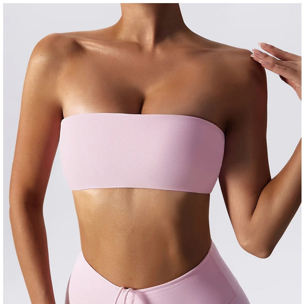 bandeau boob tube crop top in pink