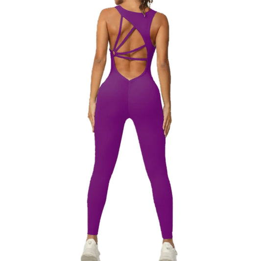 Tiffany Active wear Bodysuit Romper Leggings Purple
