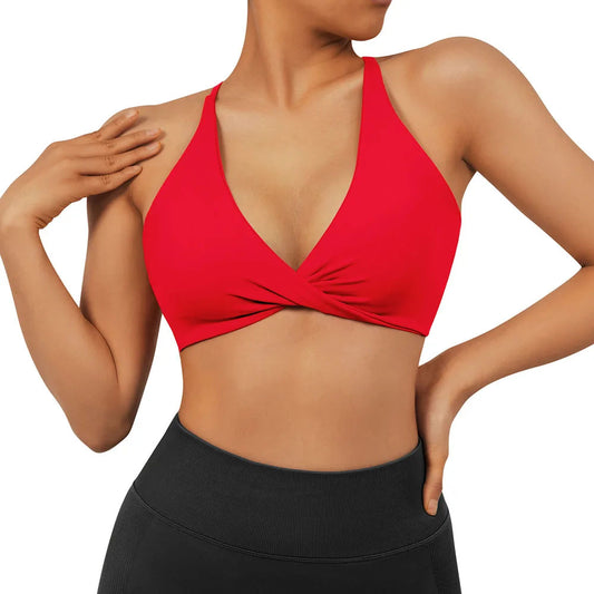 Elite Twist Crop Top Bra V1 in Ferrari Red