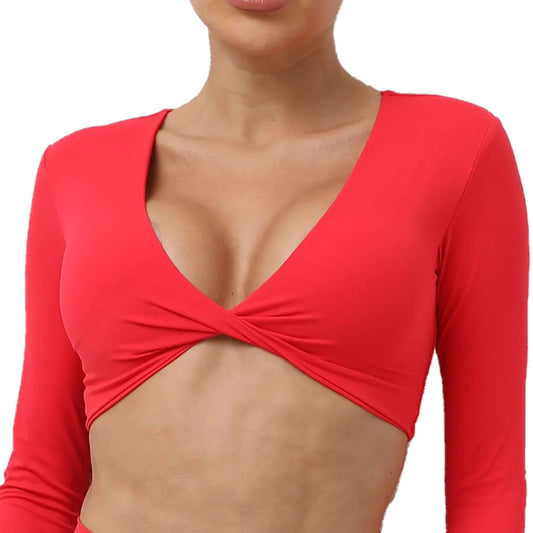 Malani Long Sleeve Crop Top Red