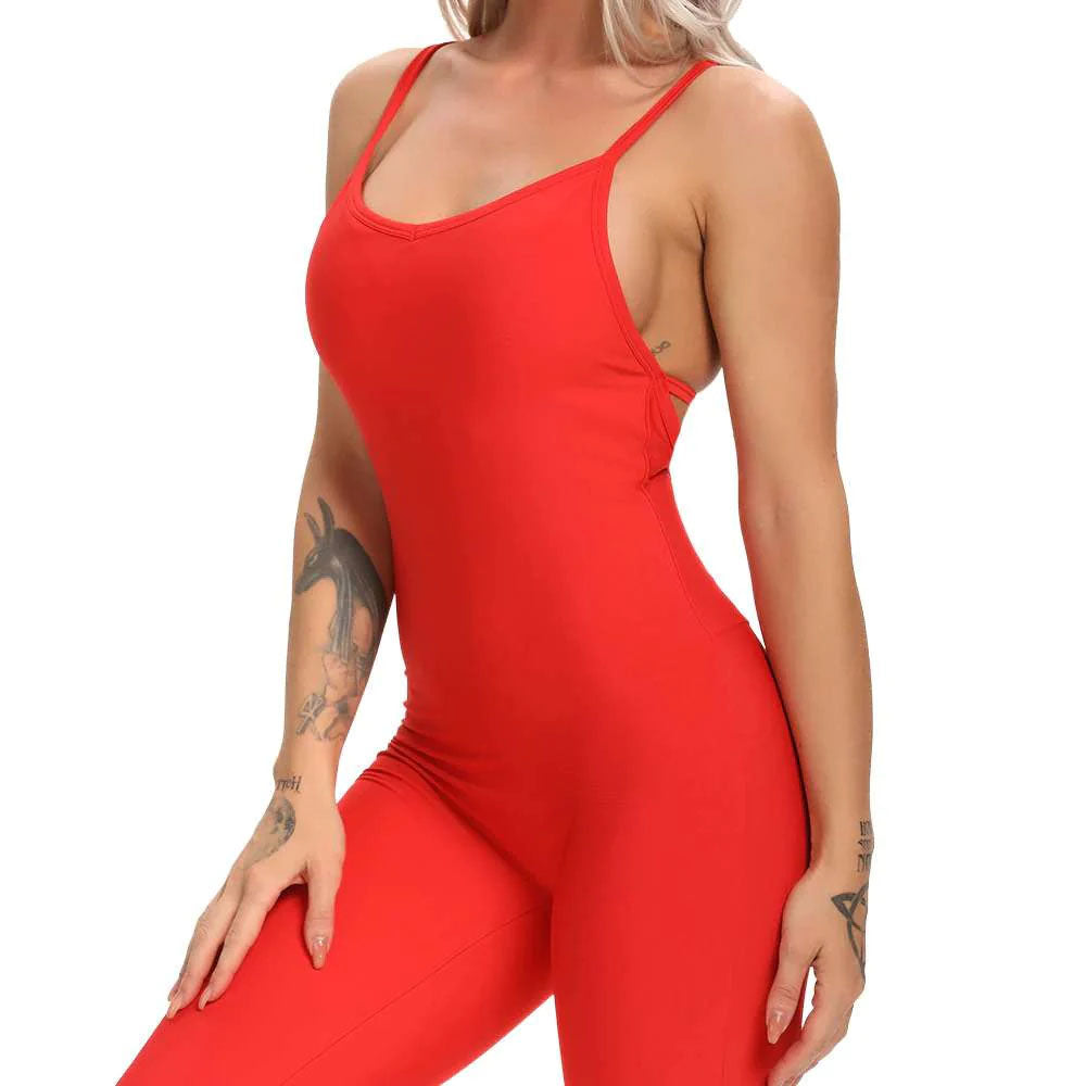 Red Baller Babe Bodysuit one piece Full Length