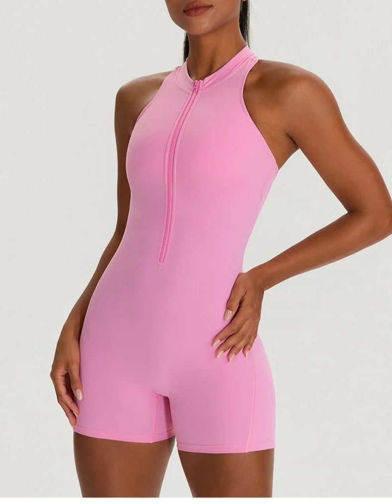 Baller Babe gym Bodysuit with Zip and Pockets