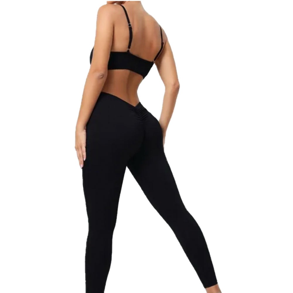 Baller Babe Backless Bodysuit Full Leggings Jet Black