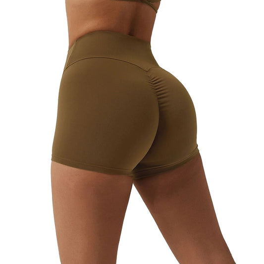 Baller Babe High Waisted scrunch Shorts in Brown