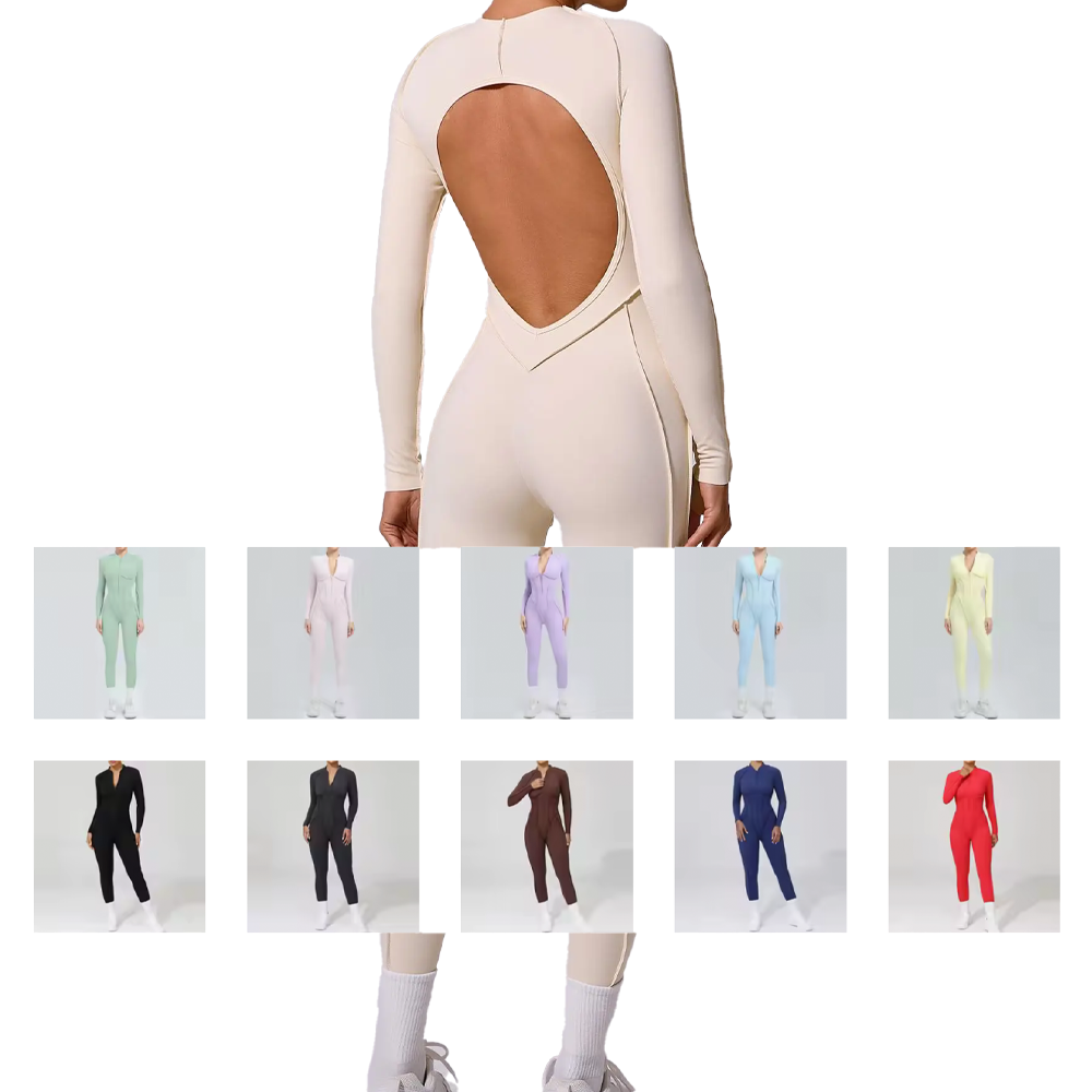 Amour Yoga Jumpsuit Long Sleeve Hemmed