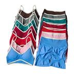 Stack of colorful activwear with a focus outlined white