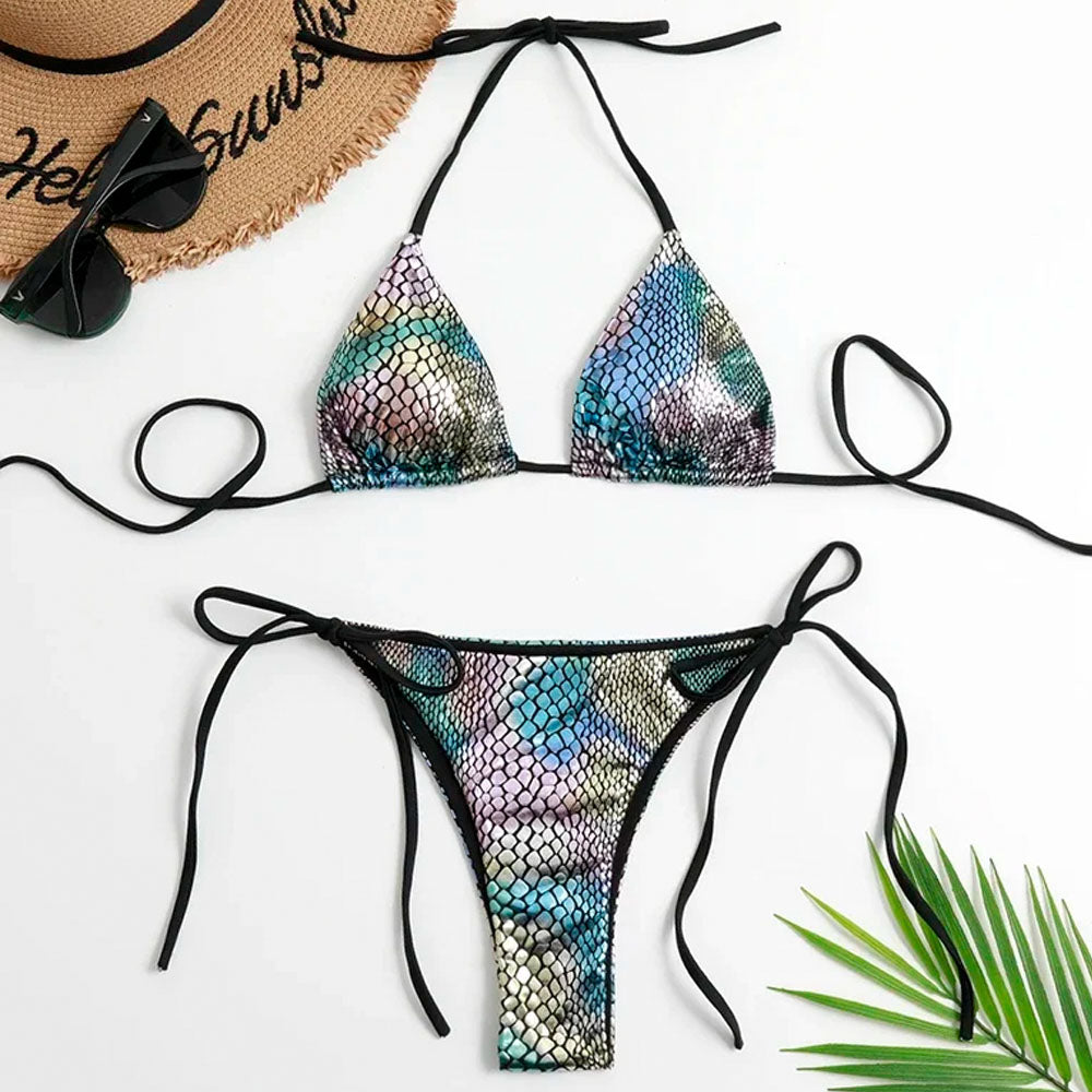 Shiney Glam Cherry Red Bikini Set