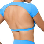 Adonis Sky Blue Cropped Backless T-Shirt