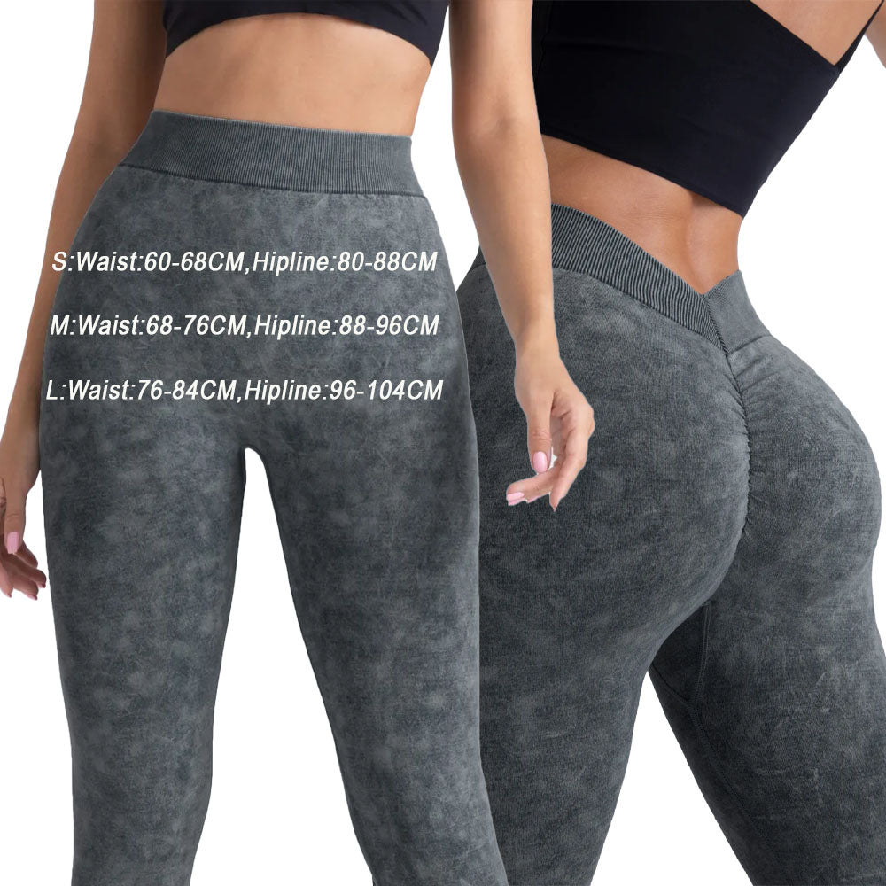 Stonewash Tye Dye yoga scunch bum leggings v waisted