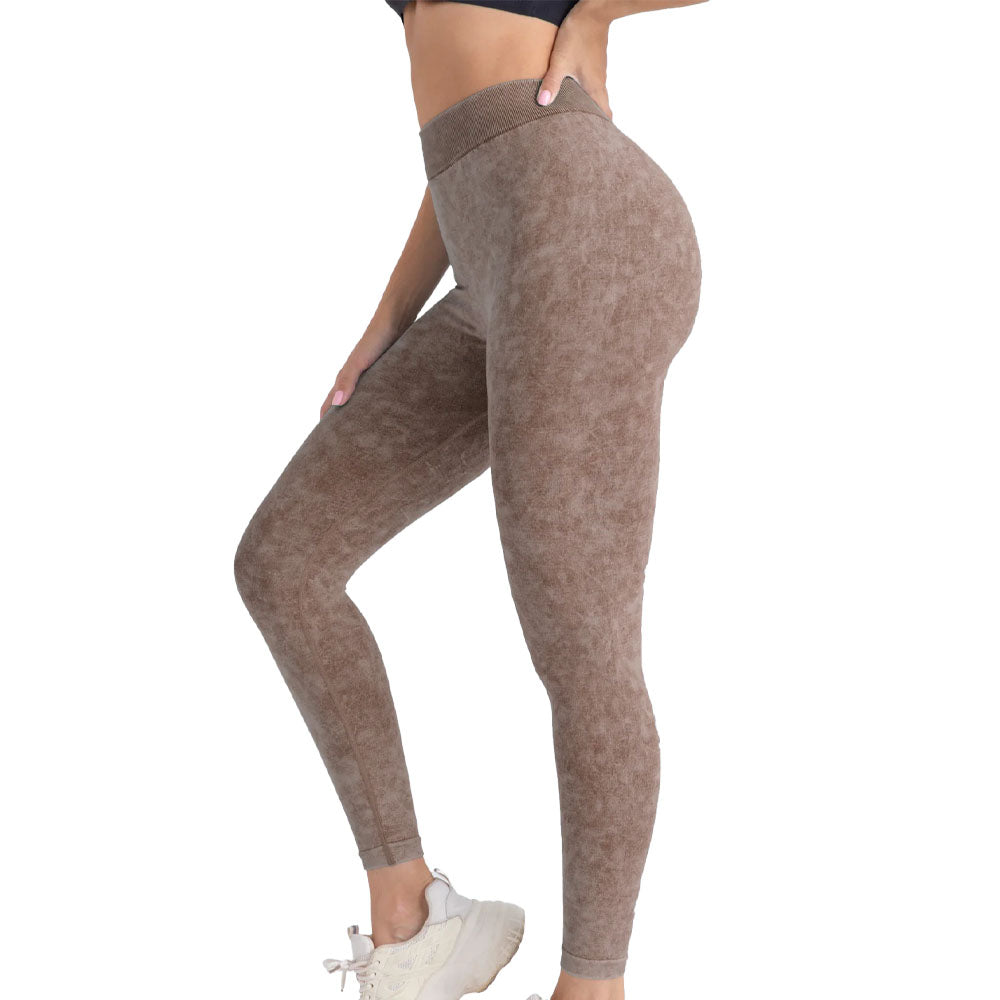 Baller Babe Stonewash V back Leggings Brown