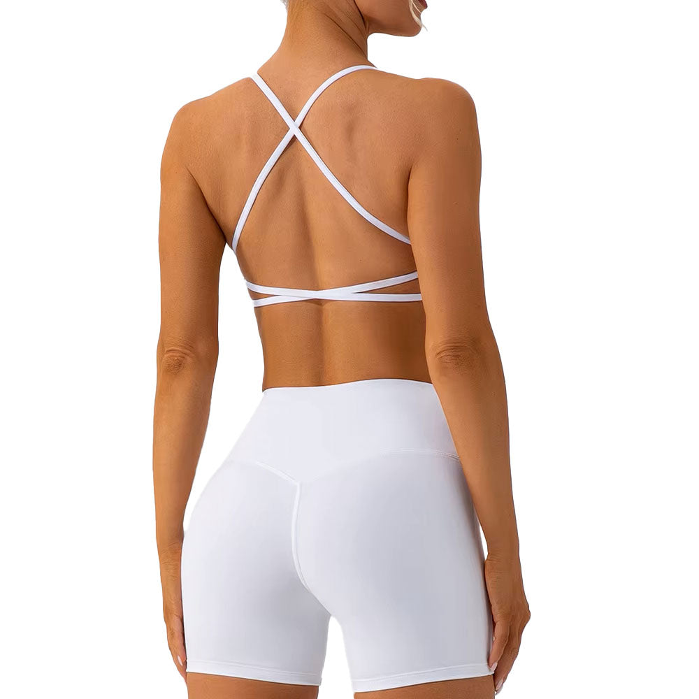 Baller Babe criss cross bra and shorts set White