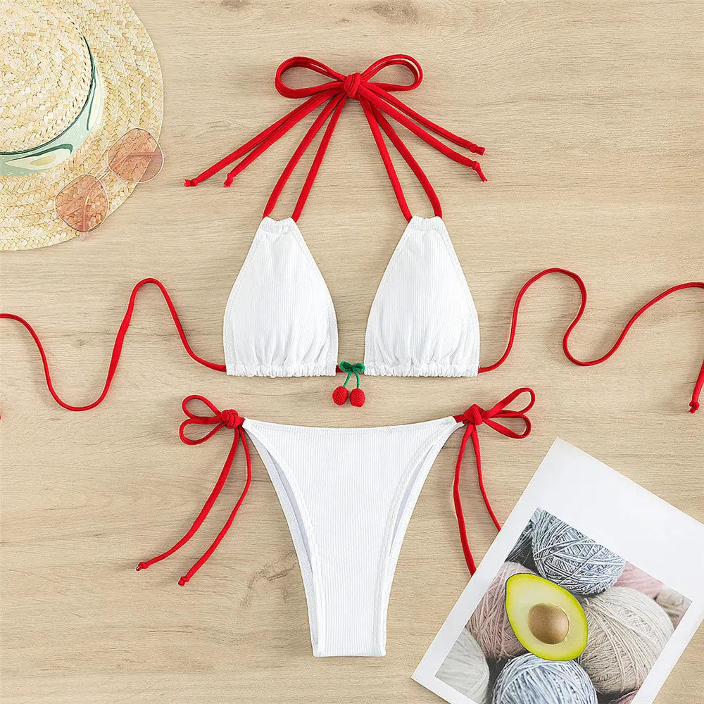 Pop My Cherry Bikini String Top and Bottom (Set)