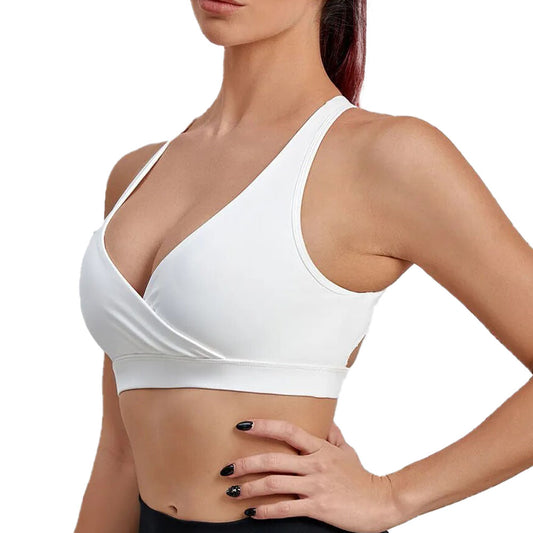 Cosmo White V crop top by Baller babe