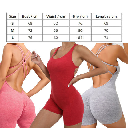 Baller Babe Bodysuit Shorts Open Back V Scrunch - Red