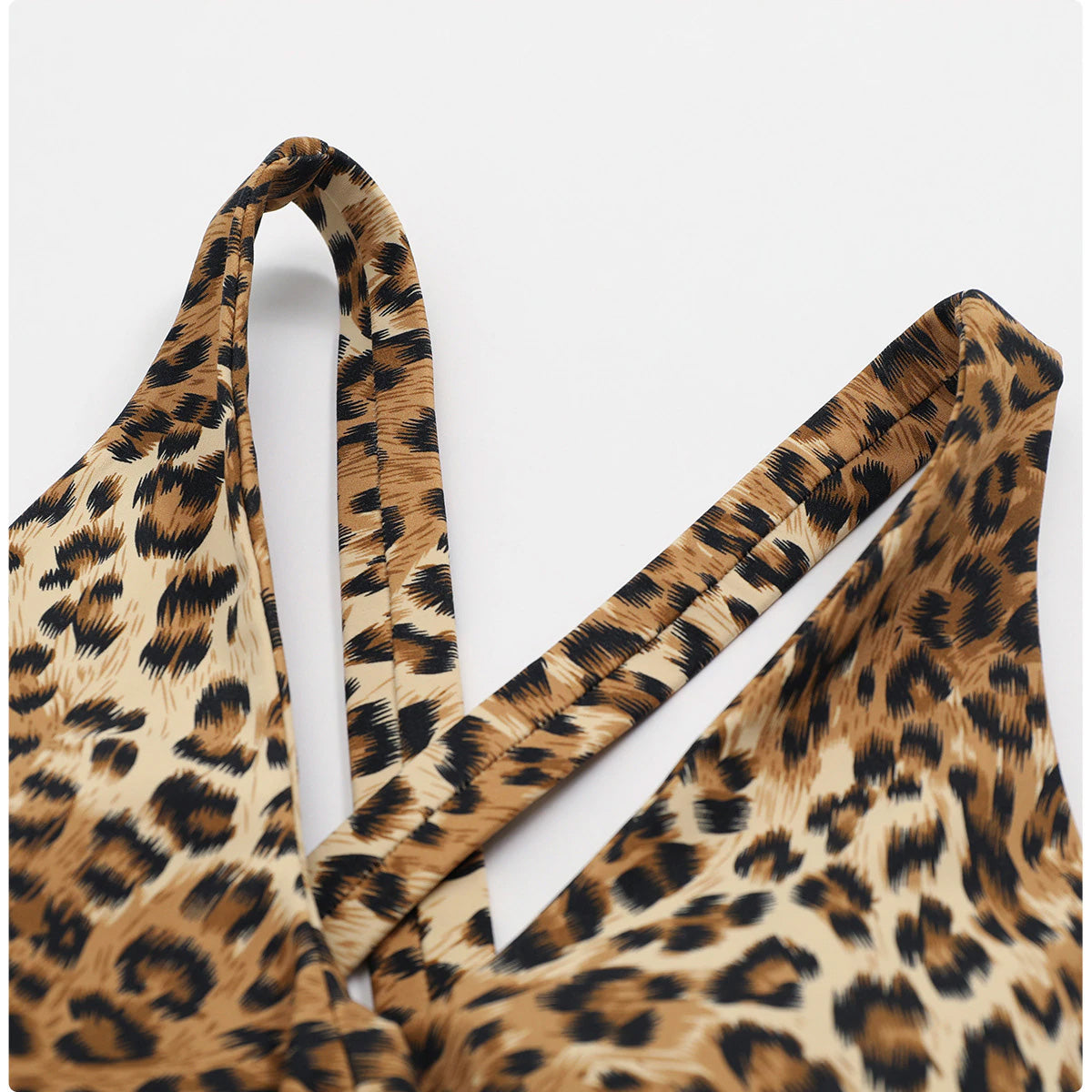 Leopard Twist Shorts & Crop Bra - Yellow Gold