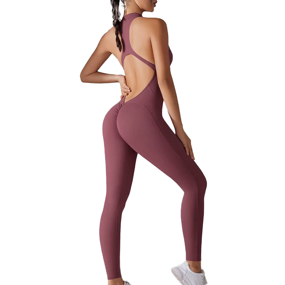 Full Length gym Bodysuit with Zip Purple