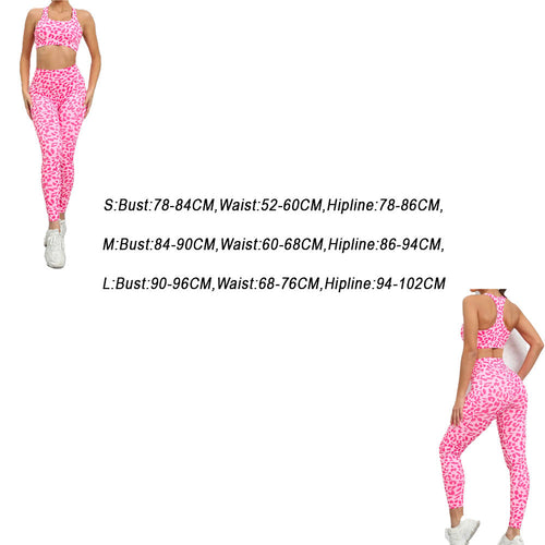 Animal Print High Waist Leggings with Sports Bra Set Grey
