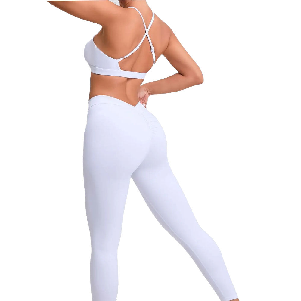 Arianna Scrunch Leggings and Crop Top White