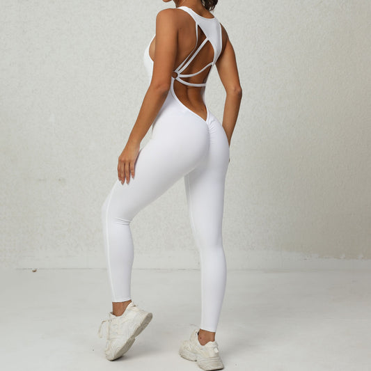 Tiffany Active wear Bodysuit Romper Leggings White