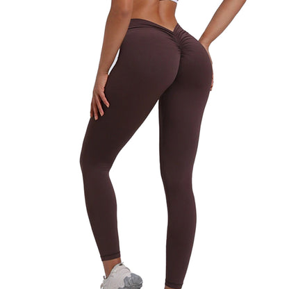 Brown Brazilian Scrunch Leggings with V Back
