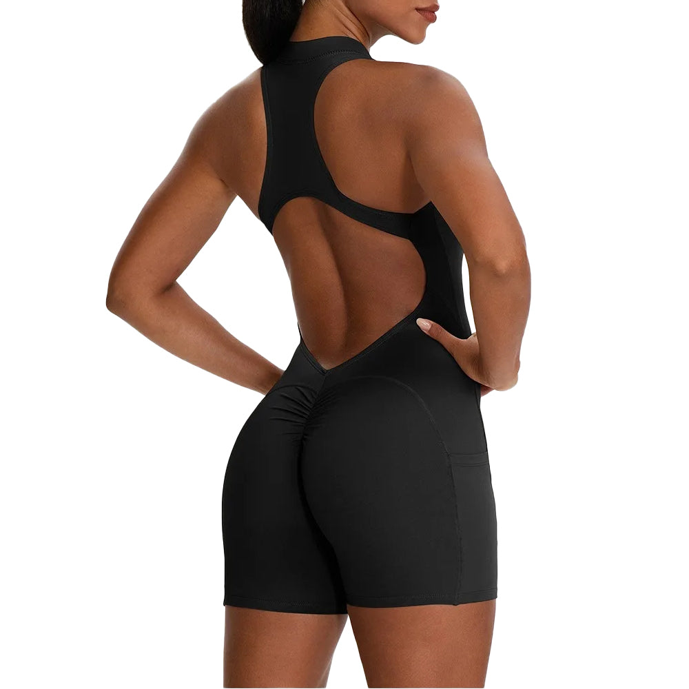 Baller Babe gym Bodysuit with Zip and Pockets