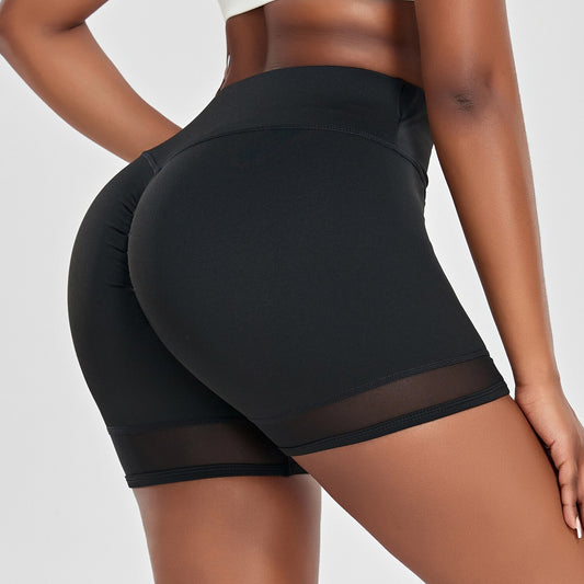 Black mesh workout shorts
