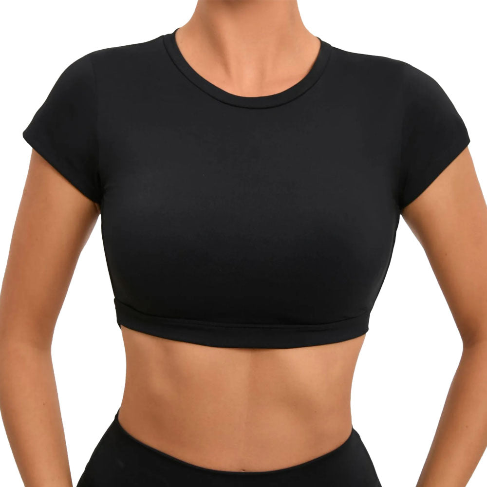Adonis Black Cropped Backless T-Shirt