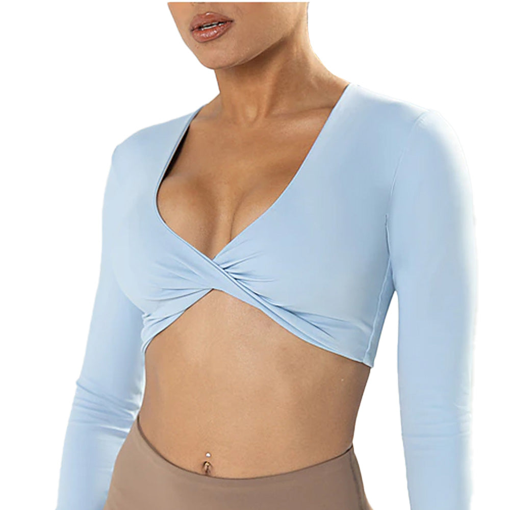 Malani Long Sleeve Crop Top Blue