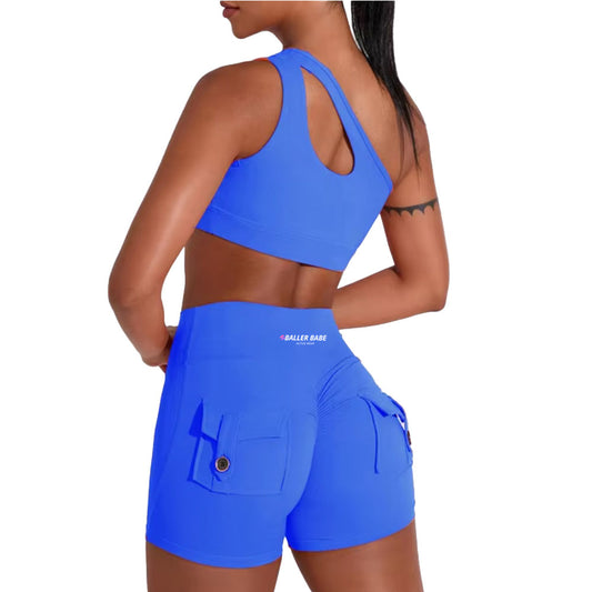 Miami Cargo Shorts with Off Shoulder Crop Top Set