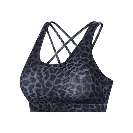 Lana Leopard Print Crop Top - Deep Blue
