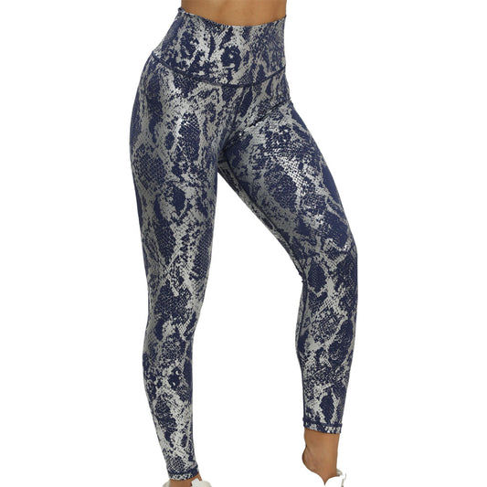 Blue Metallic Snake print Leggings