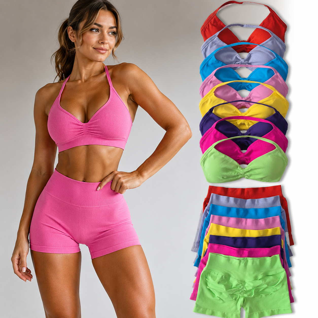 Barely There Halter Bralette & Scrunch Shorts Set