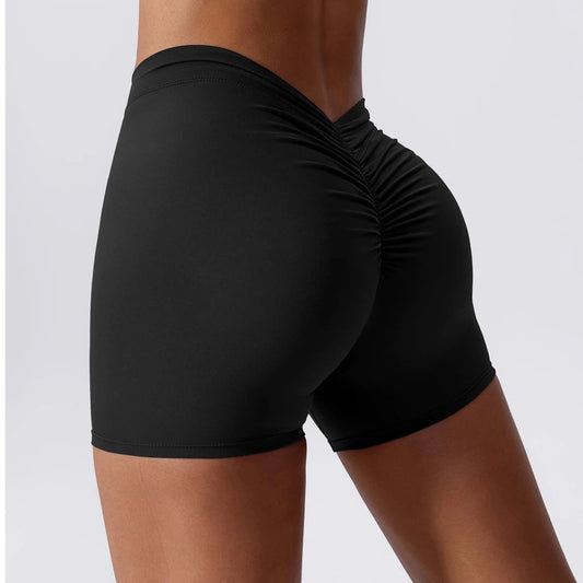 Black Brazilian Scrunch Shorts with V Back