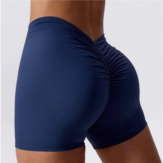 Navy Blue Brazilian Scrunch Shorts with V Back
