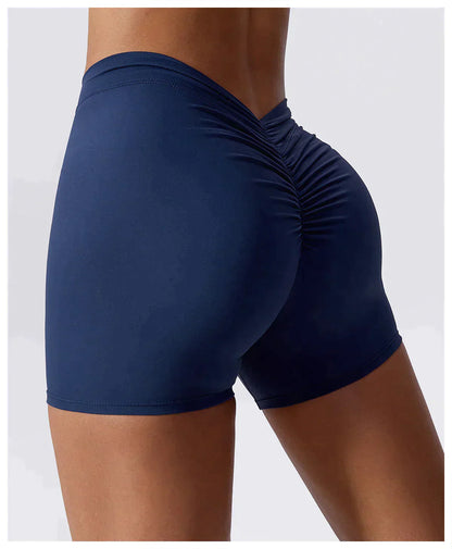 Blue Brazilian Scrunch Shorts with V Back