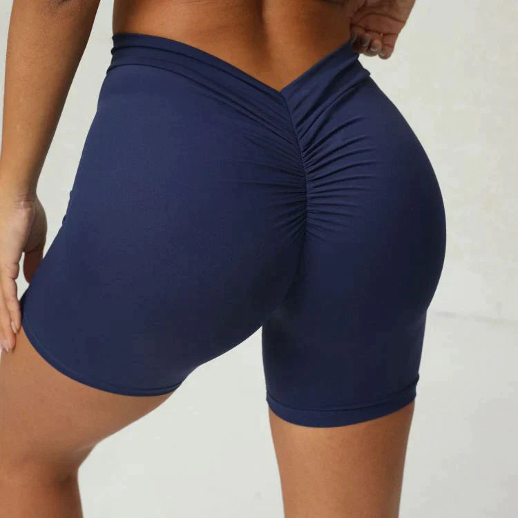 Navy Blue Brazilian Scrunch Shorts with V Back
