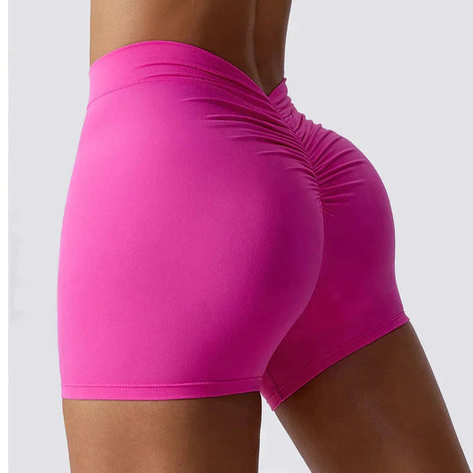 Pink Brazilian Scrunch Shorts with V Back