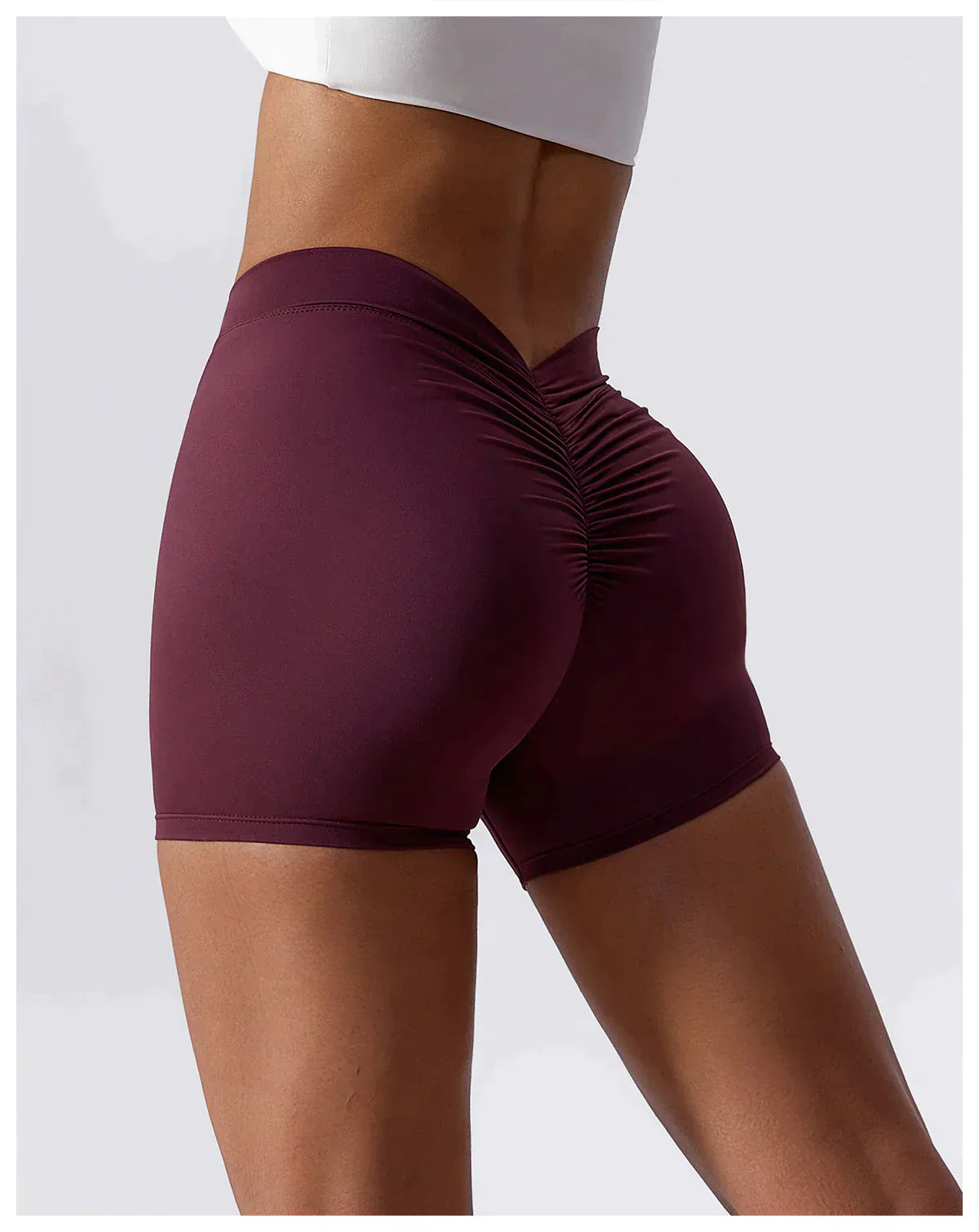 Grey Brazilian Scrunch Shorts with V Back