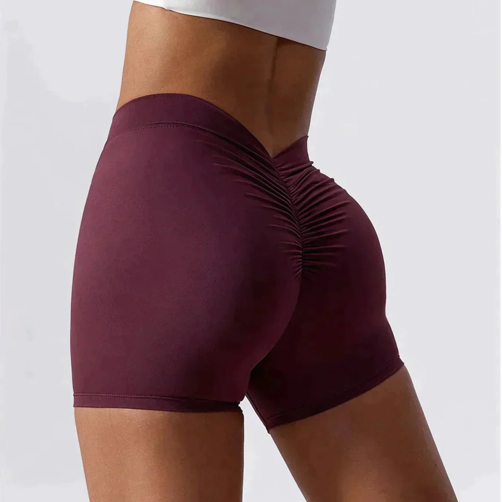Deep Red Brazilian Scrunch Shorts with V Back