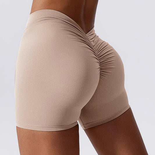 Nude Brazilian Scrunch Shorts with V Back