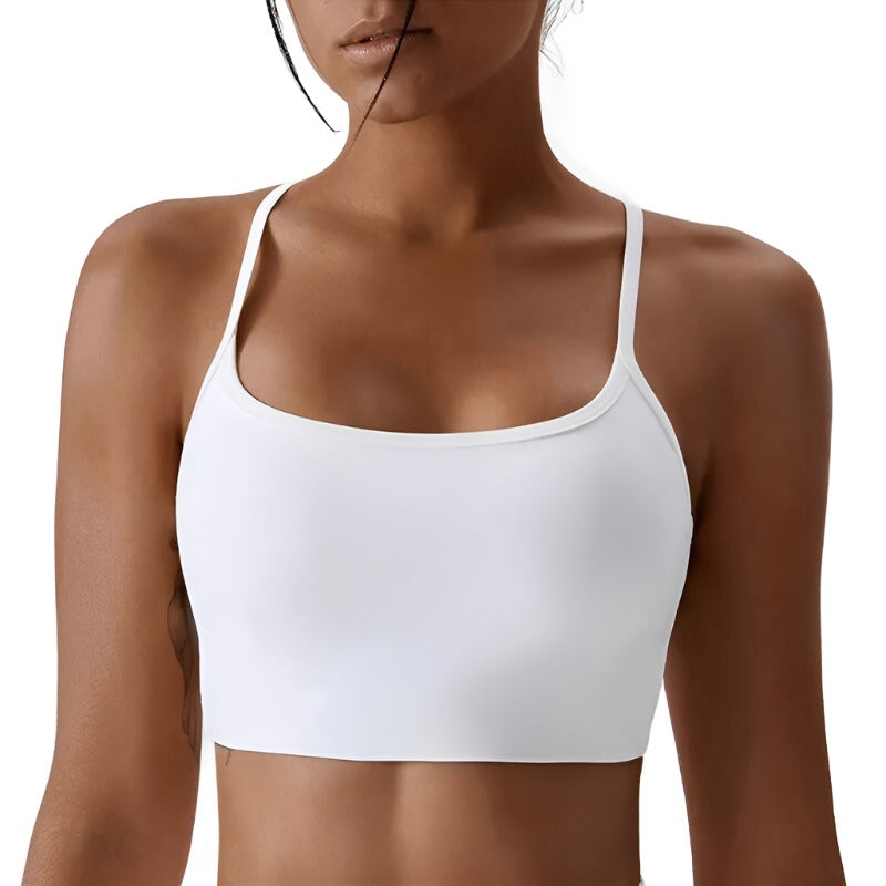 Criss Cross Baller Babe Yoga Bra Top White