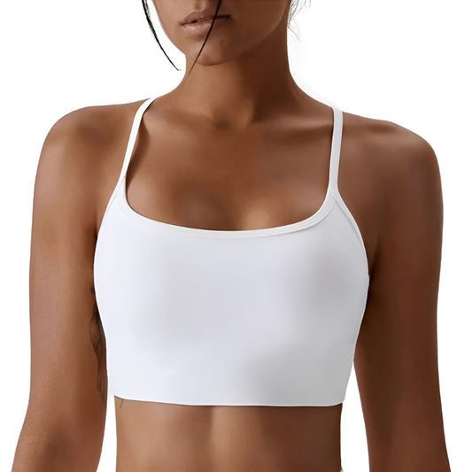 Criss Cross Baller Babe Yoga Bra Top White